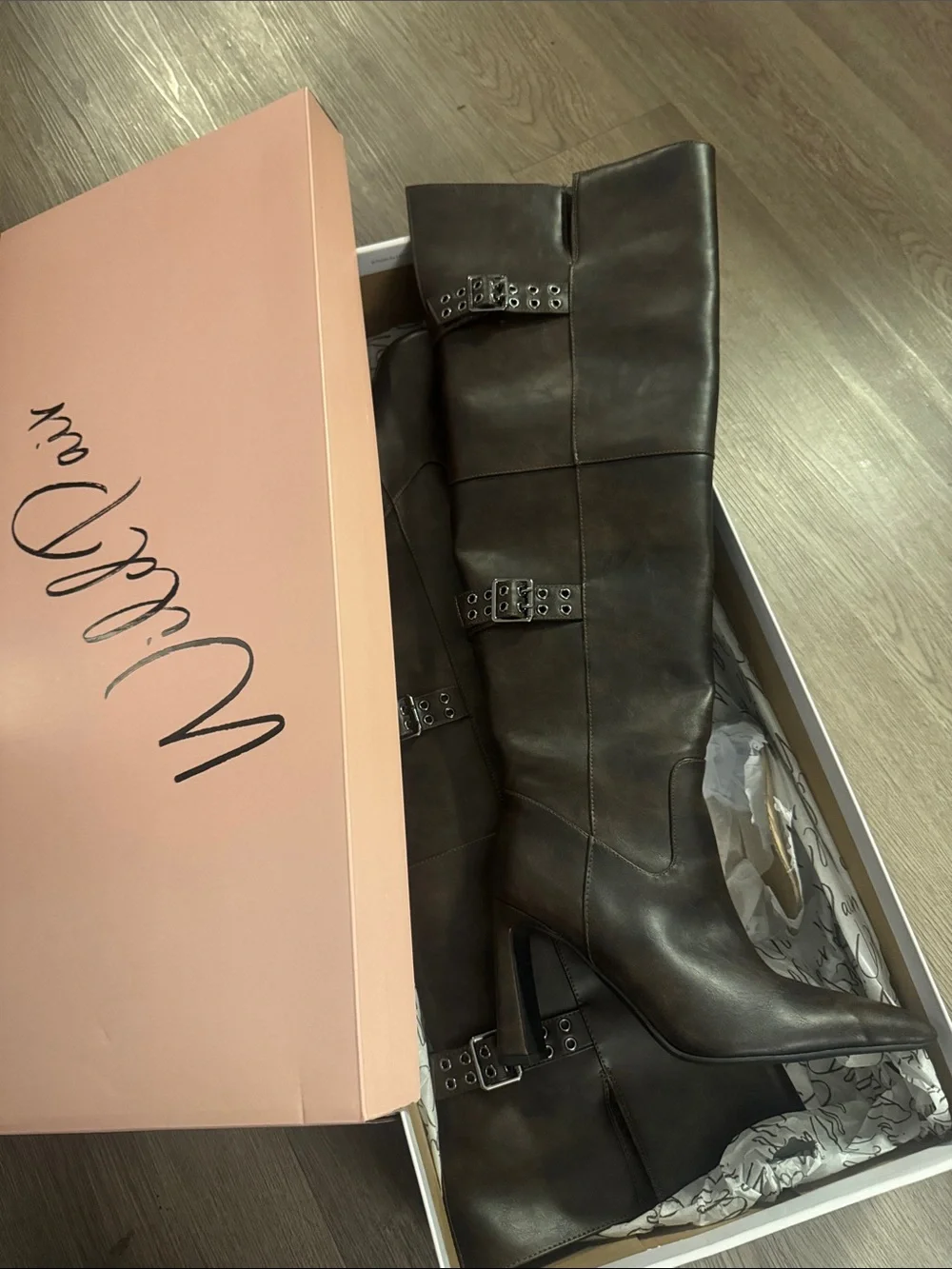 🔥Wild Pair Over-the-Knee Pointed Toe Buckle Boots in Dark Brown🔥BRAND NEW N BOX